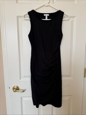 Nordstrom Leith Black Sleeveless Ruched Sheath Dress